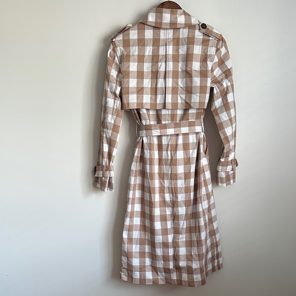 Ann Taylor Tan and White Checkered Trench Coat - Picture 8 of 12